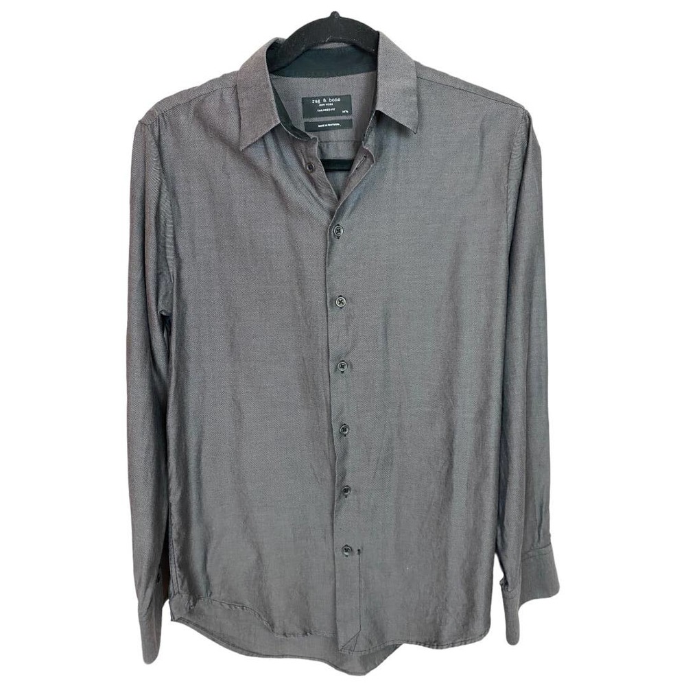 Rag and Bone Dark Gray Mens Button Down Long Sleeve Dress Shirt Sz 14 1/2